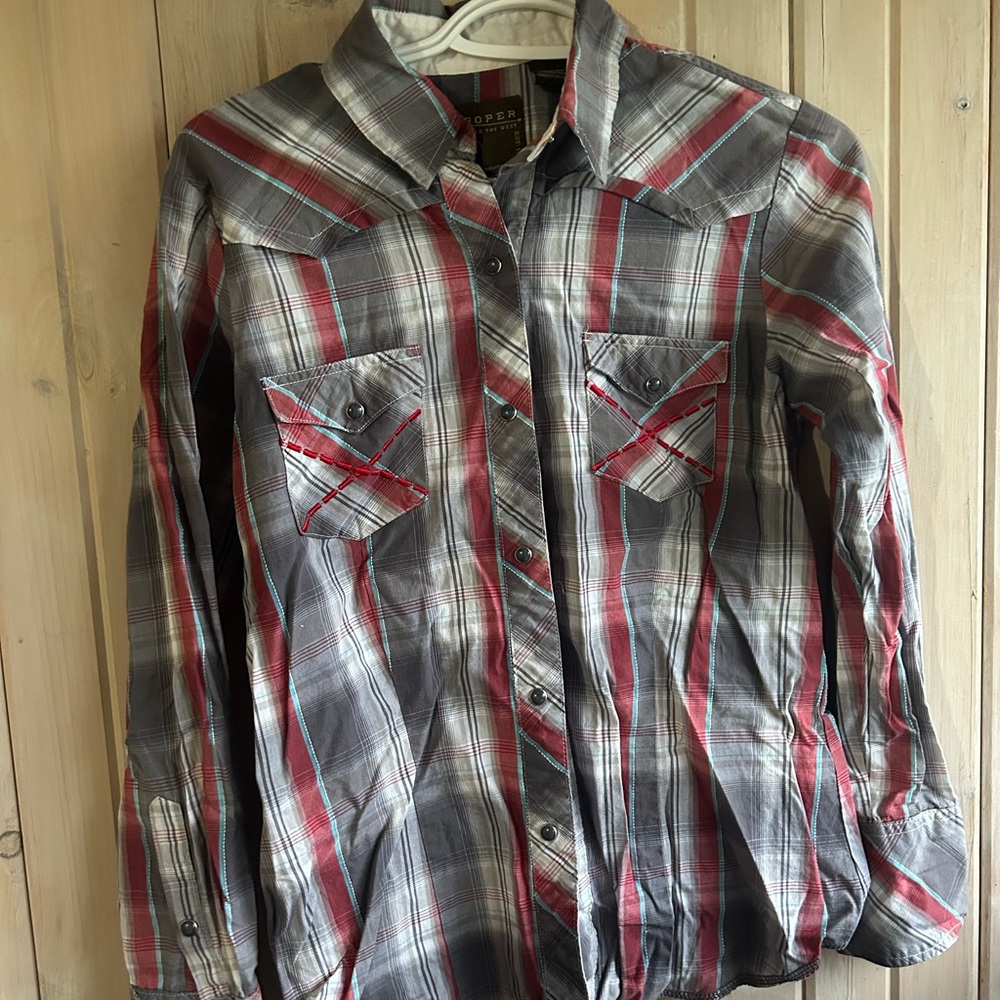 Roper Red and Gray Plaid Shirt